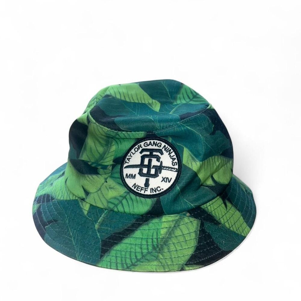 Vintage 2014 Neff Taylor Gang Wiz Khalifa Green Tropical Leaves Bucket Hat